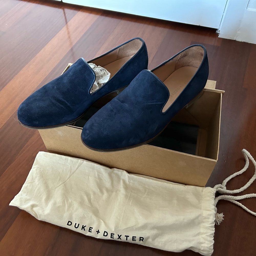 Duke & Dexter Men's Navy Suede Loafers